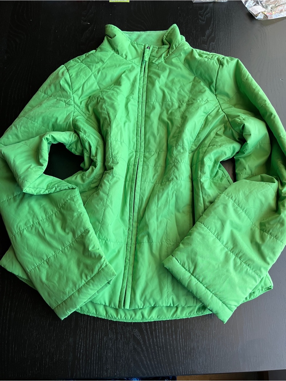 Athletic Works Green Lawn Quilted Jacket Size M 8/10 Fleece Lined Full Zip
